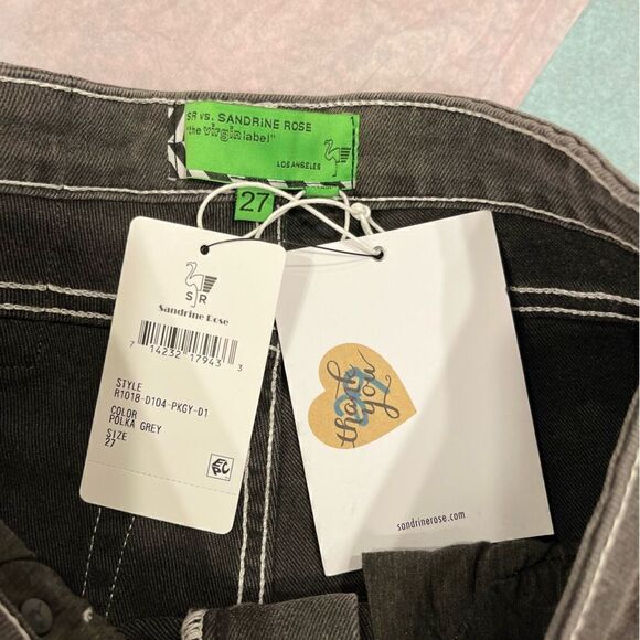 Sandrine Rose X Free People Gray Polka Dot Skinny Jeans.Size 27 - Picture 12 of 14